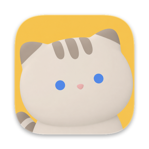 The Tabbi app icon: a cream British Shorthair cat with blue eyes on a golden yellow square